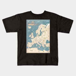 Europe map hand drawn illustrations Kids T-Shirt